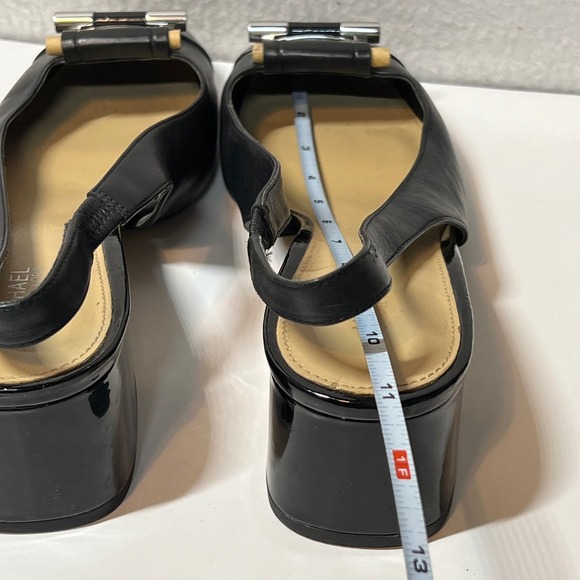 MICHAEL KORS Black Leather Slingback Block Heel Shoes Women Size 9.5M - Picture 13 of 14